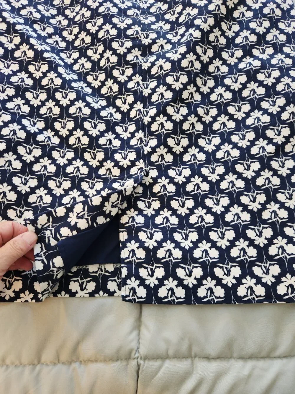 Boden Blue White Floral‎ Flowers Geometric Pencil Skirt